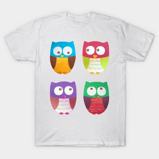 Two colorful owls. T-Shirt by MariDein